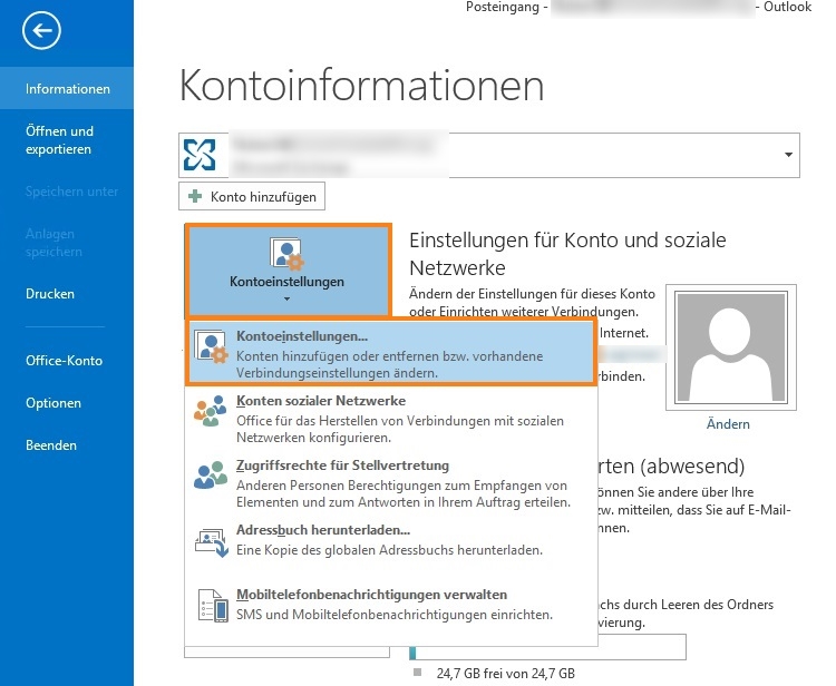 Öffnen eines freigegebenen Postfachs in Outlook (1276)