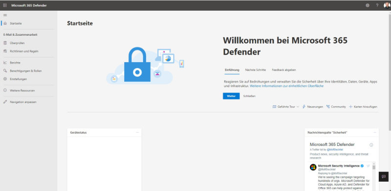 Microsoft 365 Defender Startseite