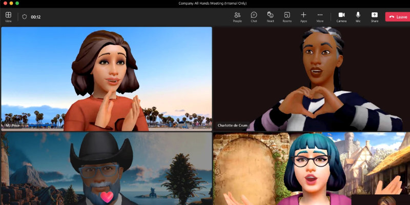 Die Mesh Avatar Funktion in einem Microsoft Teams Meeting