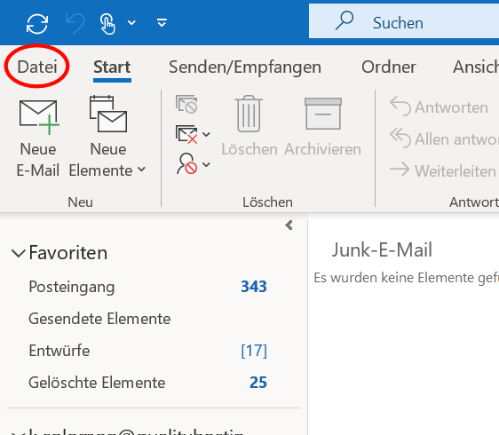 Outlook-Abwesenheitsnotiz einrichten Schritt 1