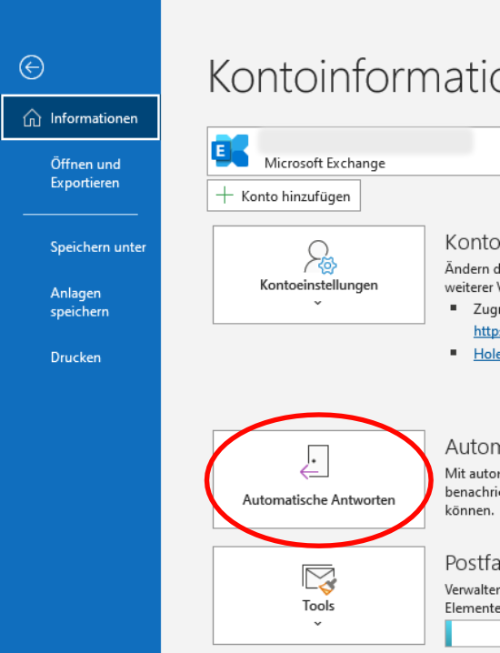 Outlook-Abwesenheitsnotiz einrichten Schritt 1.2