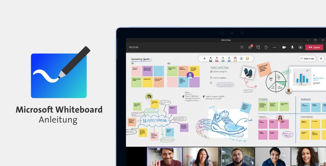 Titelbild für Artikel: Microsoft Whiteboard Anleitung: So verwenden Sie es in der Desktop-Version, in Teams und im Browser